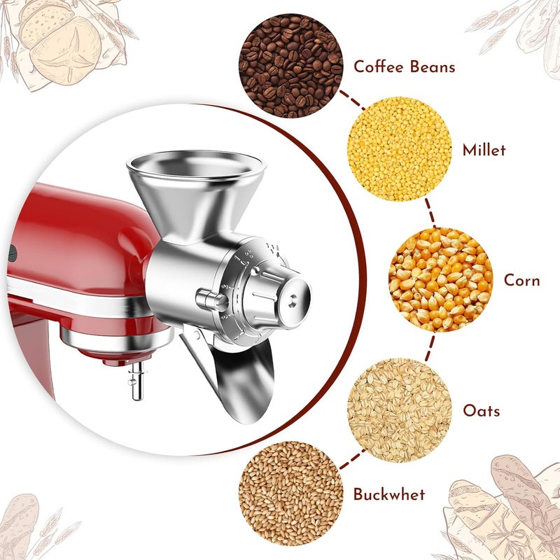 Cofun Grain Mill Attachment for Kitchenaid Stand Mixer, Flour Mill for Kitchenaid, Fit for Non-Oily Dry Grain Corn, Coffee Bean, Buckwheat, Oats, Millet, Wheat, Flour Mill Attachment by - Image 5